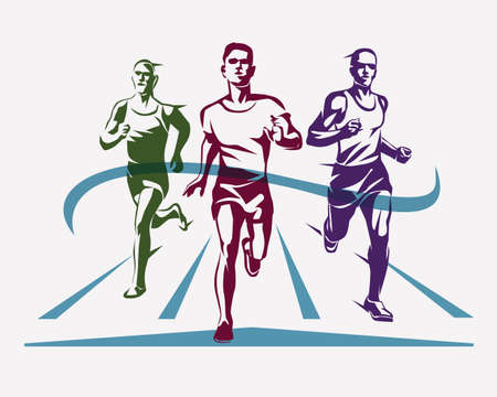 Running athletes symbol, sport and competition concept.のイラスト素材