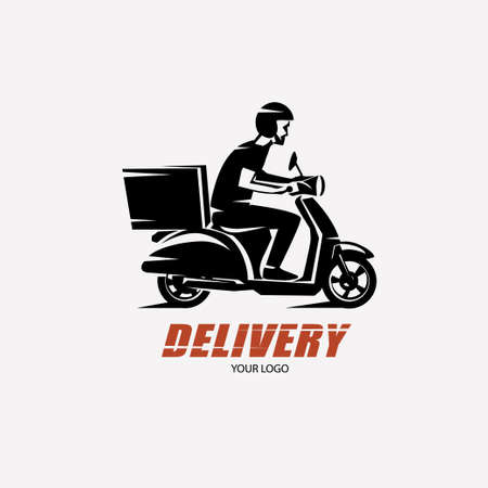 Scooter delivery silhouette template.のイラスト素材