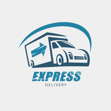 delivery and shipping service logo template, minivan stylized symbolのイラスト素材