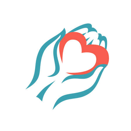hand holding a heart icon, isolated vector symbolのイラスト素材