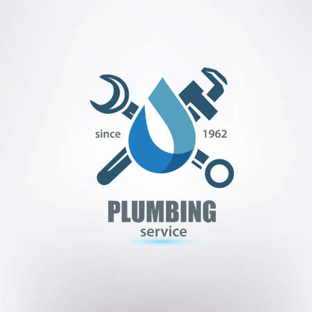 plumbing service logo template, stylized vector symbolのイラスト素材