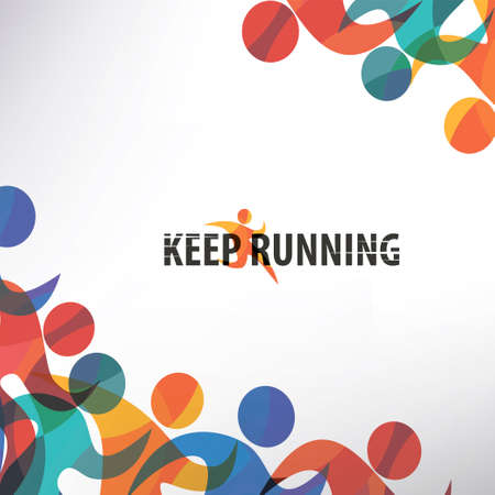 running people set of stylized icons and silhouettes, sport and activity  backgroundのイラスト素材