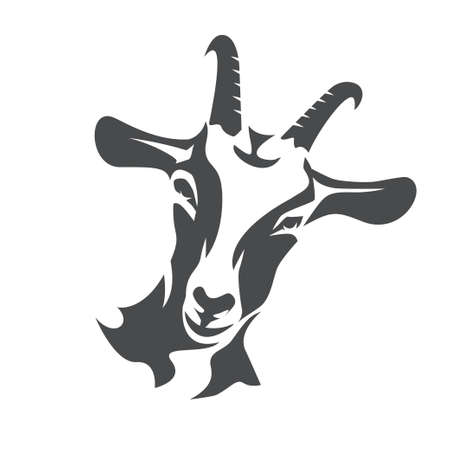 Black goat face stylized vector symbol, agriculture conceptのイラスト素材