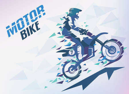 Motorbike with triangle splints, motocross stylized vector background.のイラスト素材