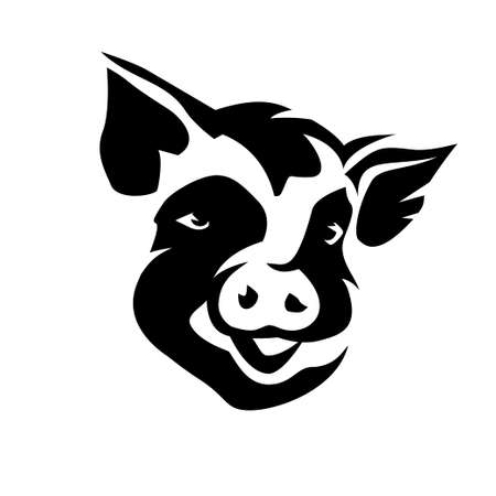 pig head portrait, stylized vector symbolのイラスト素材