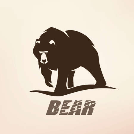 bear stylized vector silhouette, logo templateのイラスト素材