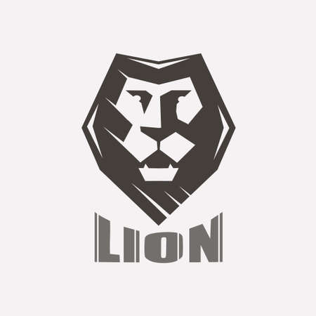 Lion face stylized vector symbol, logo or label templateのイラスト素材