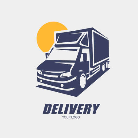 delivery and shipping service logo template, minivan stylized symbolのイラスト素材