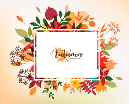 autumn leaves stylized background, autumn seasonal banner templateのイラスト素材