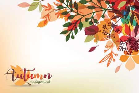 autumn leaves stylized background, autumn seasonal banner templateのイラスト素材