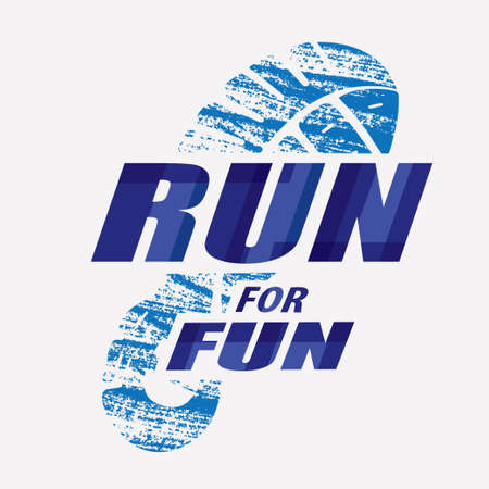 Run symbol in grunge style, sneakers print marathon icon, poster and logo templateのイラスト素材