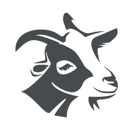 goat head portrait, stylized vector templateのイラスト素材
