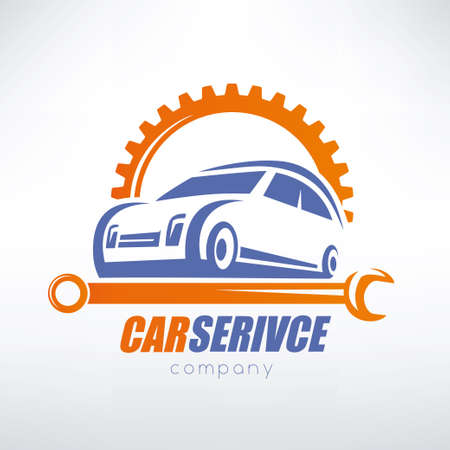 car service, auto service stylized vector symbol, design elements for templateのイラスト素材