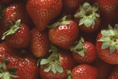 A pile of red strawberries の写真素材