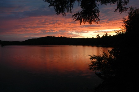 Sunset over lakeの写真素材