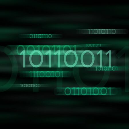 Green blurred binary computer codeの写真素材