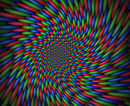 Swirling vortex of red, green and blue (RGB) spheresの写真素材
