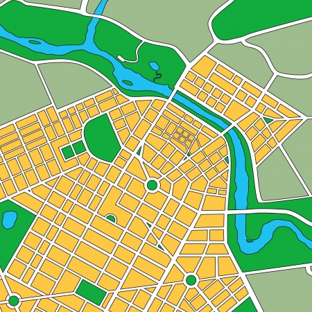 Map or plan of generic urban city showing streets and parksの写真素材