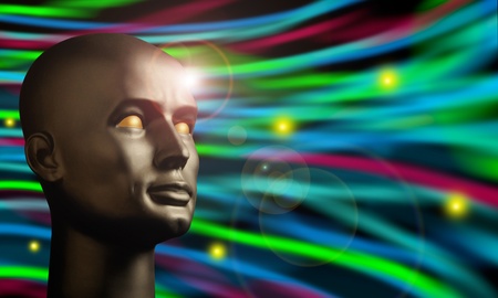 Android head watching swirling colorsの写真素材