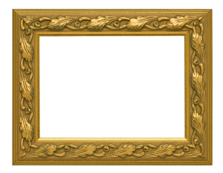 Antique gold picture frame against white backgroundの写真素材