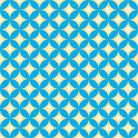 Blue and Yellow Diamond star circle pattern, seamlessly tileableの写真素材