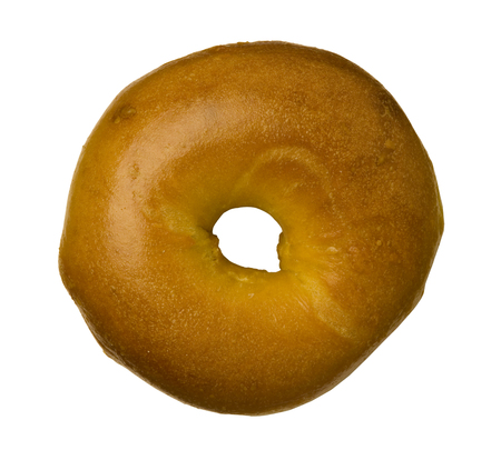 Egg bagel isolated against a white backgroundの写真素材
