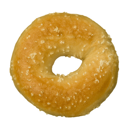 Salt bagel isolated against white backgroundの写真素材