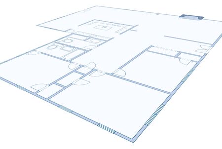 Perspective view of a blueprint of a residential homeの写真素材