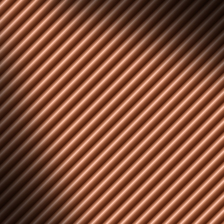 Copper colored diagonal tube background texture lit diagonallyの写真素材
