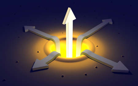 Unique luminous arrow ahead