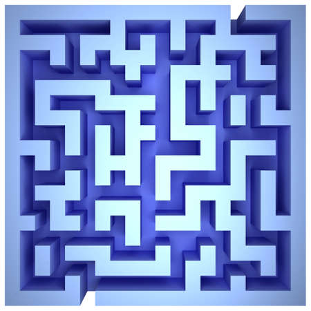A maze of blue walls. Top view