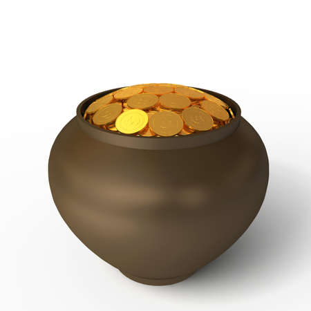 Pot with gold coins. Dollarの写真素材
