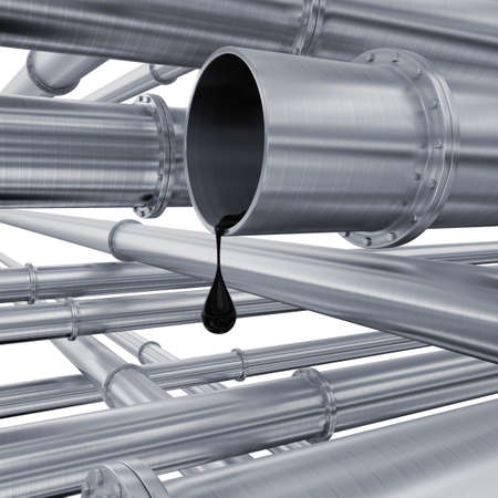 Oil pipeline. The drop of oil follows from a pipeの写真素材