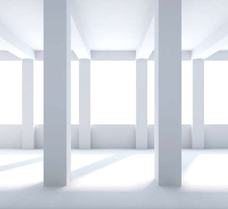 Abstract interior. Empty room with columns