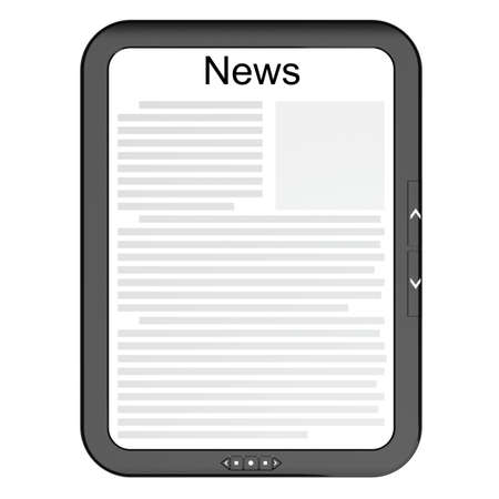 E-reader displaying the news. Front isolatedの写真素材