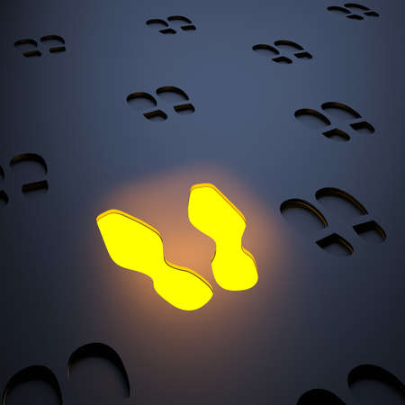 Unique luminous steps icon. 3d abstraction