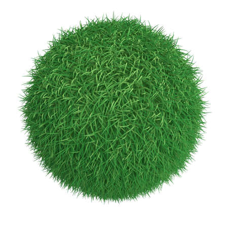 Ball from green grass isolated at white backgroundの写真素材