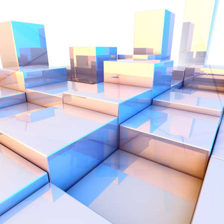 Reflecting cubes background. 3d render illustration