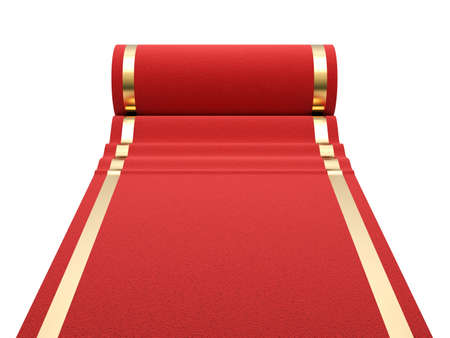 Red carpet at white background  3d render illustrationの写真素材