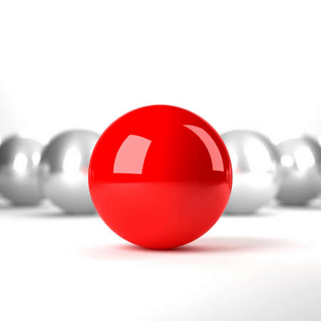 Unique red ball among grey balls  Conception of leadershipの写真素材