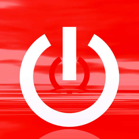 Power button at red glossy background