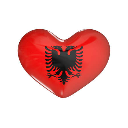 flag of Albania on the heart. 3d render illustrationの写真素材