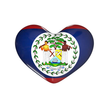 flag of Belize on the heart. 3d render illustrationの写真素材