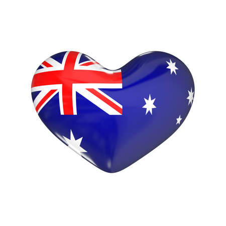 flag of Australia on the heart. 3d render illustrationの写真素材
