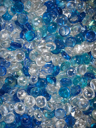 Blue and transparent glass marblesの写真素材