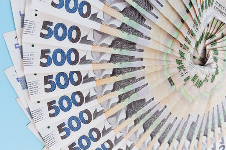 A fan from ukrainian money. 500 hryvnia banknotes.