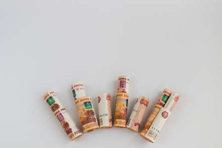 Russian rubles in a shape of crown on a white background.