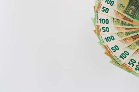 Euro money. On a white background with a copy space.の写真素材