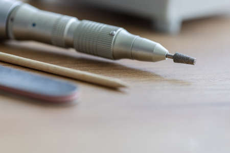 Manicure nail tool, cutter for manicure or fraser. Selective focus.の写真素材
