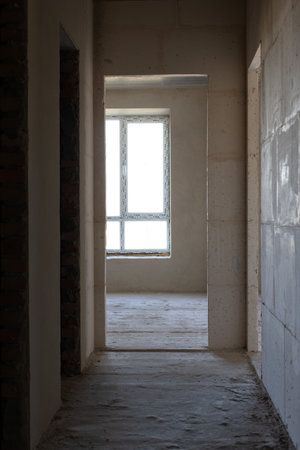Planing renovation work in a house. New unfinished apartment.の写真素材